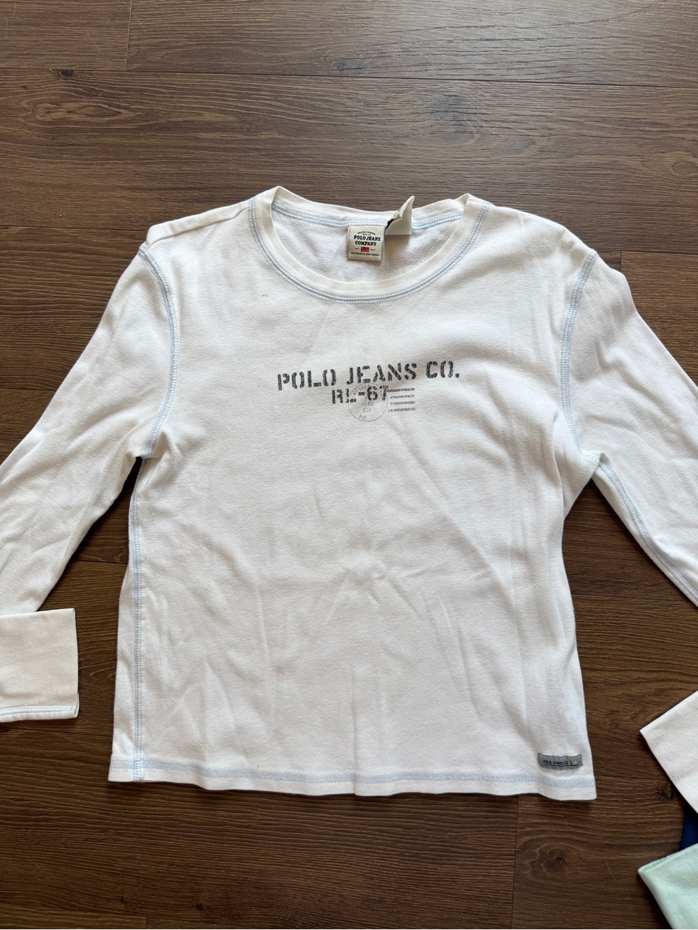 Vintage Polo Jeans Co Ralph Lauren 1967 Ribbed Long Sleeve Shirt Large White Y2K
